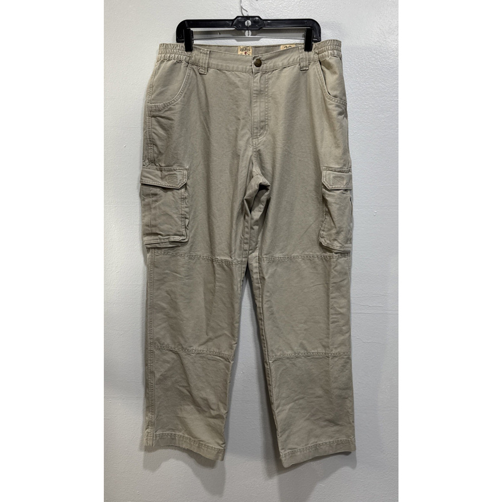 Red Head Straight Cargo Pants Men's 38 x 32 Tan Canvas Side Elastic Waist Insert